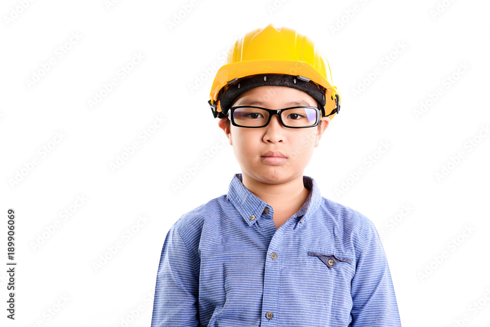 Engineering Thai Asian boy in yellow helmet Engineering Thai Asian boy in yellow helmet