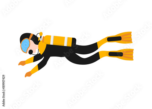 Scuba diver man in wetsuit.