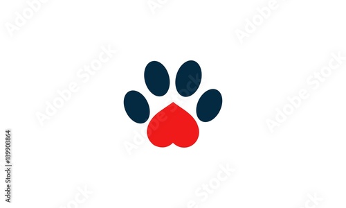 Love Paw Pet Creative Business Logo, Paws Logo Vector With Heart Icon