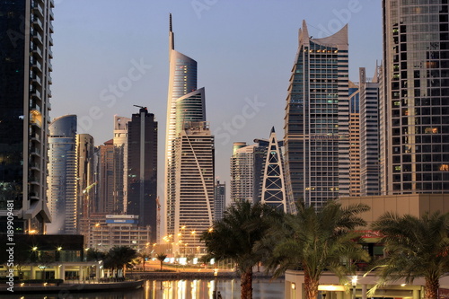 Photography skyscrapers in Jumeirah Lake Tower area of Dubai , UAE