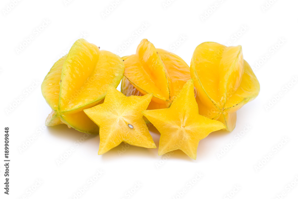 Star fruit, starfruit or star apple , Averrhoa carambola isolated on white background Star fruit, starfruit or star apple , Averrhoa carambola isolated on white background