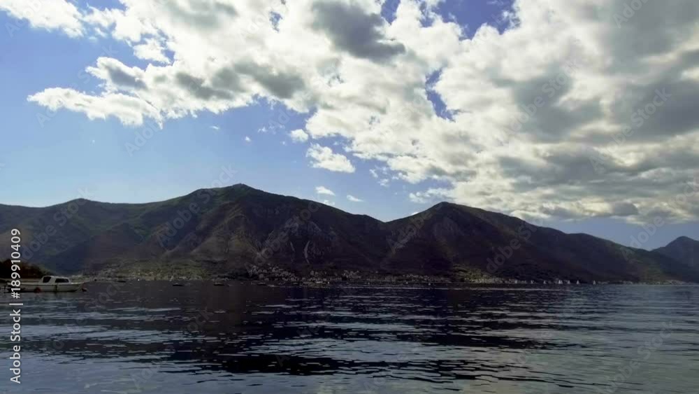 Boka Bay in Montenegro. Beautiful mountains and crystal clear sea Boka Bay in Montenegro. Beautiful mountains and crystal clear sea