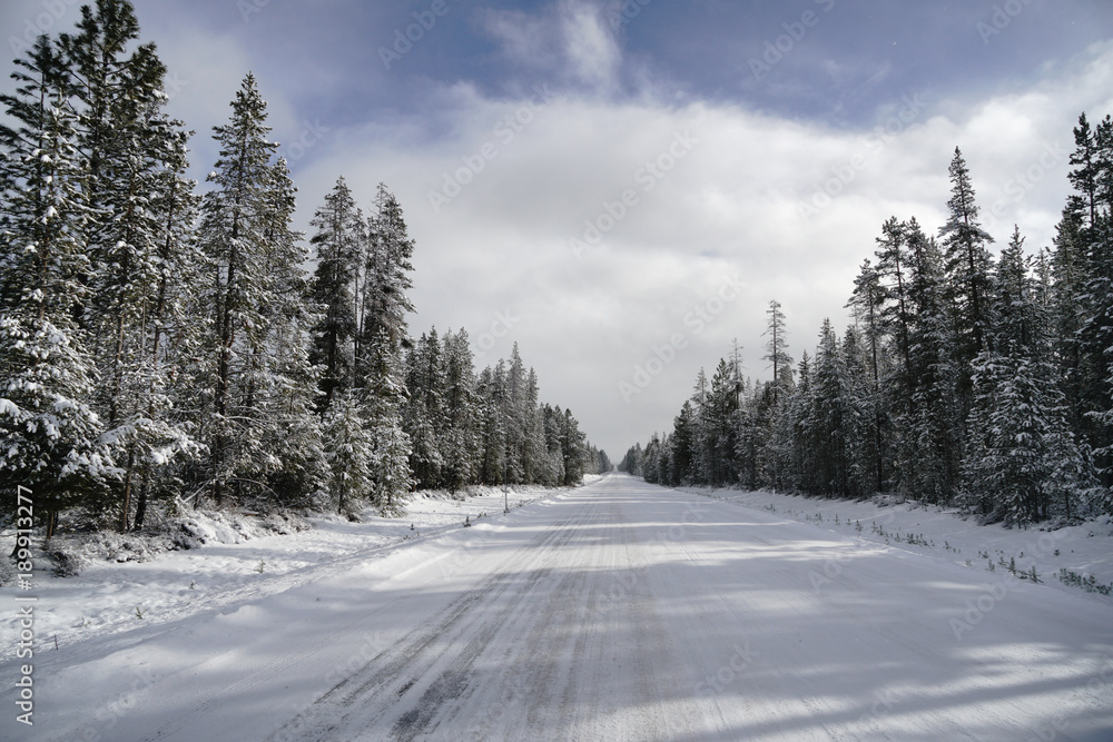 Mountain Pass Winter Road Cascade Range Oregon State Mountain Pass Winter Road Cascade Range Oregon State