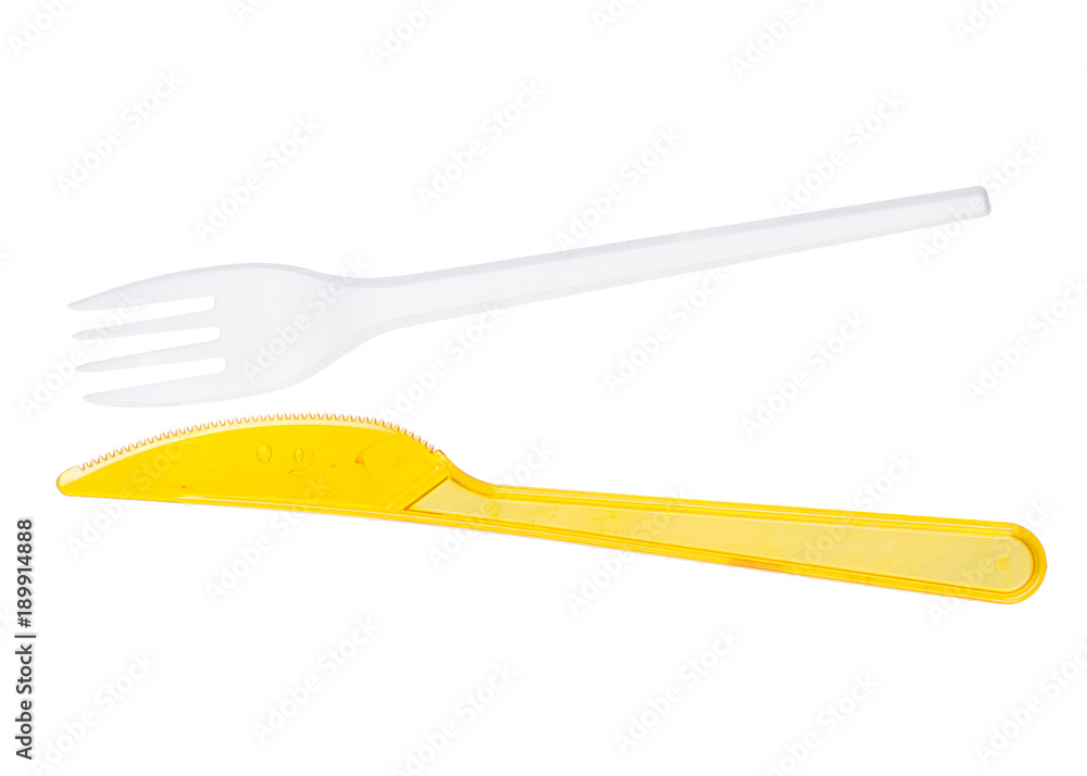 Plastic fork and knife