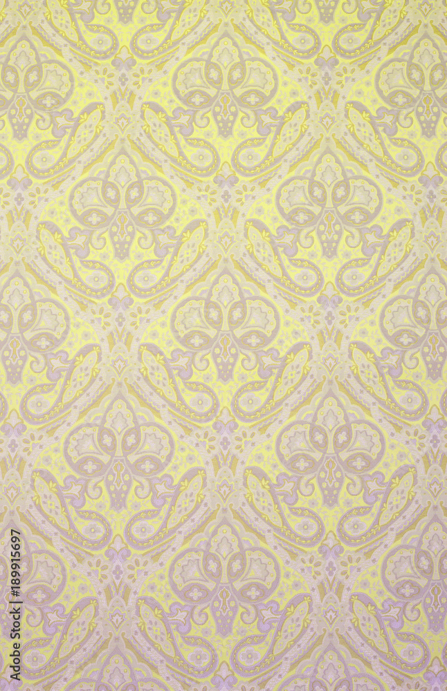 Textured Fabric Background with Floral Swirls and Paisley Designs Textured Fabric Background with Floral Swirls and Paisley Designs