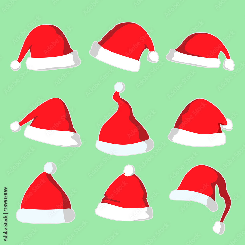 Christmas Santa Hat Vector Illustration Set Christmas Santa Hat Vector Illustration Set