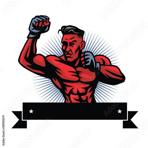 MMA Fighter Logo Design Template