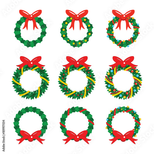 Christmas Garlands Icon Vector Illustration Set
