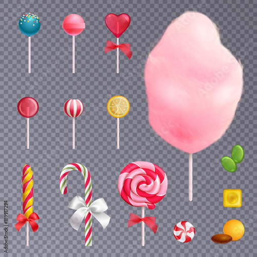 Realistic Sweets Transparent Background Set