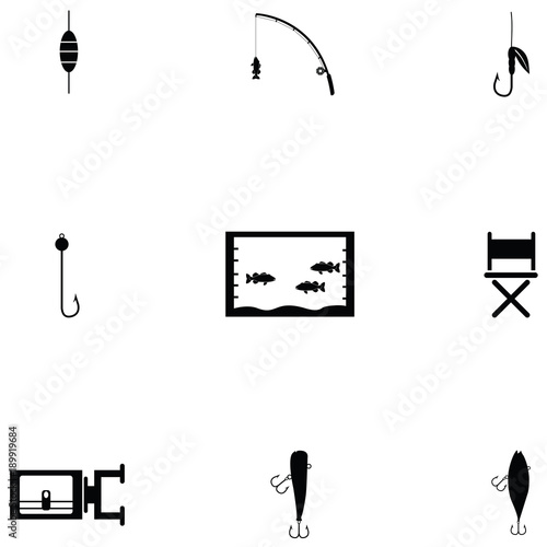 fishing icons set