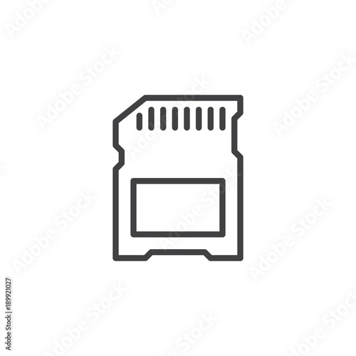 SD card line icon, outline vector sign, linear style pictogram isolated on white. Memory card symbol, logo illustration. Editable stroke