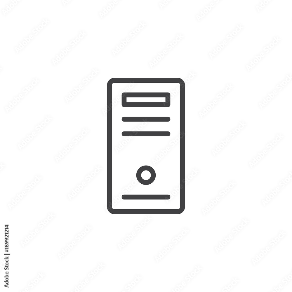 PC case line icon, outline vector sign, linear style pictogram isolated