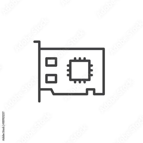 Networking card line icon, outline vector sign, linear style pictogram isolated on white. Expansion card symbol, logo illustration. Editable stroke