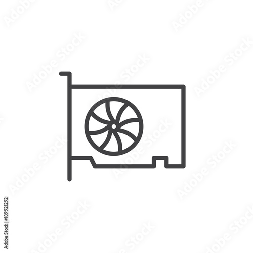 Video gpu card line icon, outline vector sign, linear style pictogram isolated on white. Graphic cards symbol, logo illustration. Editable stroke