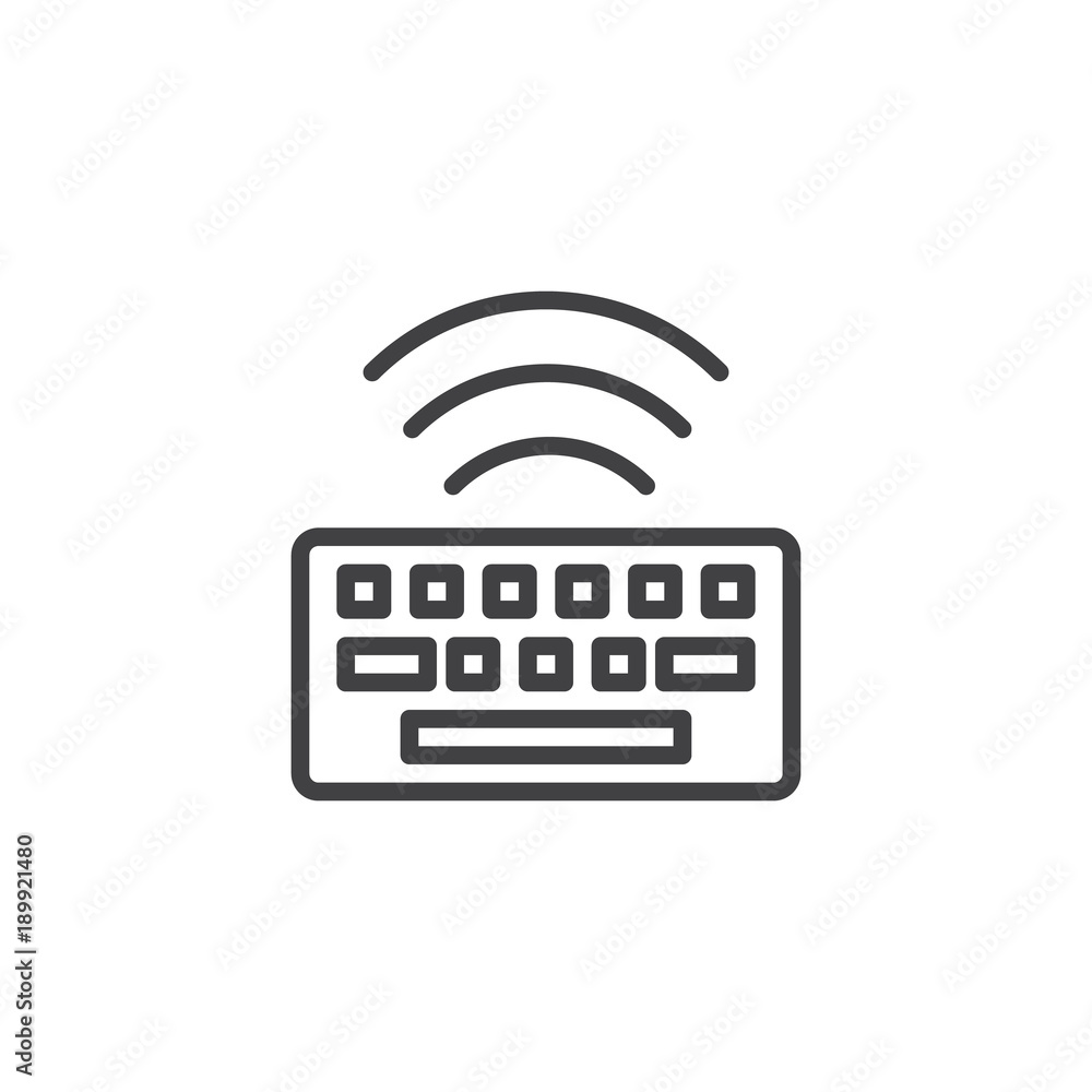 Wireless keyboard line icon, outline vector sign, linear style pictogram isolated on white. Symbol, logo illustration. Editable stroke Wireless keyboard line icon, outline vector sign, linear style pictogram isolated on white. Symbol, logo illustration. Editable stroke