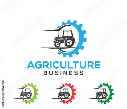 vector logo design illustration of agriculture business, tractor farm, soil farm, crop field,