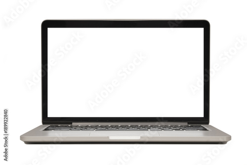 Isolated laptop with blank copyspace on white background