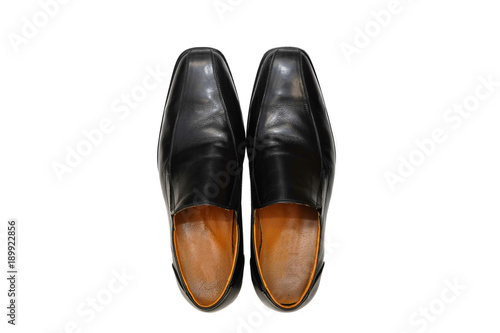 isolated black leather shoes for business fashion concept
