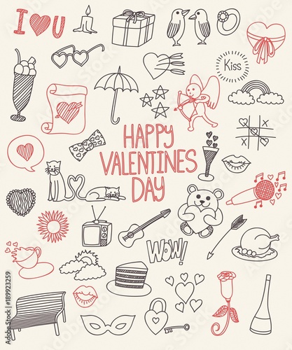 Happy valentine day doodle collection