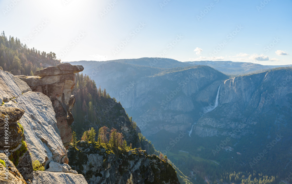 Upper and Lower Yosemite Falls in Yosemite National Park - View from Glacier View Point - California, USA