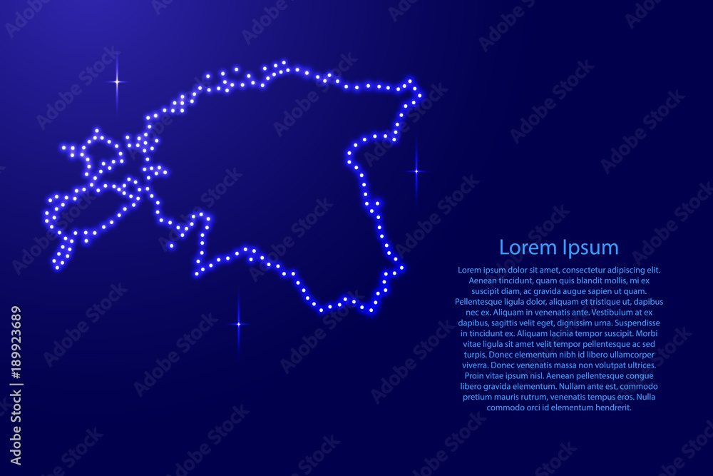 Map Estonia from luminous blue star space points on the contour for banner, poster, greeting card, of vector illustration. Map Estonia from luminous blue star space points on the contour for banner, poster, greeting card, of vector illustration.