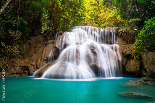 Waterfall in Thailand, called Huay or Huai mae khamin in Kanchanaburi Provience