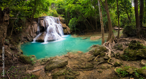 Waterfall in Thailand  called Huay or Huai mae khamin in Kanchanaburi Provience