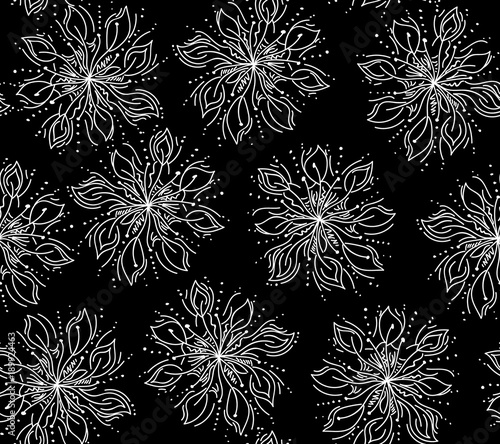 Decorative vector seamless pattern with abstract ornamental flowers. You can use any color of background