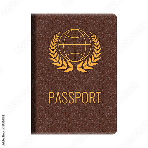 Realistic vector Passport mockup. Front cover of High detailed leather cover of passport.