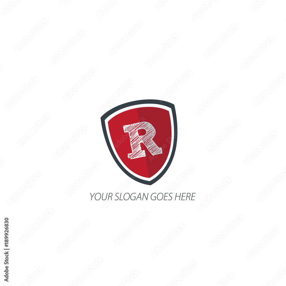 Initial Letter R Security Logo Company. Shield Logo. Security Logo