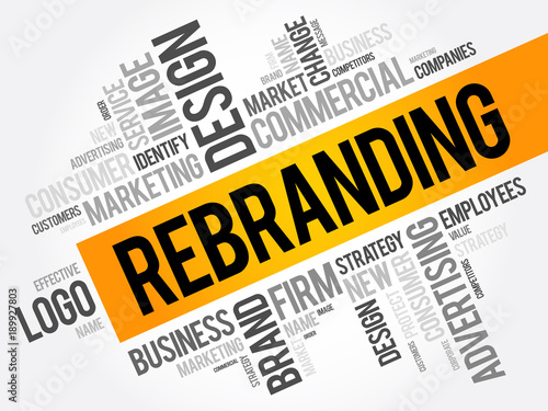 Rebranding word cloud collage, business concept background