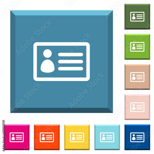 ID card white icons on edged square buttons