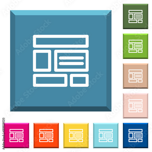 Web layout white icons on edged square buttons