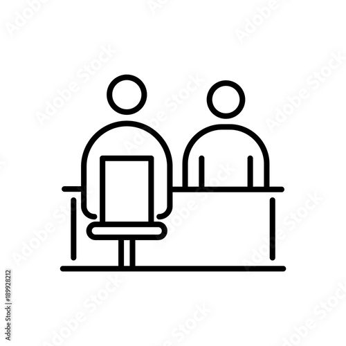 Job interview business people icon simple line flat illustration