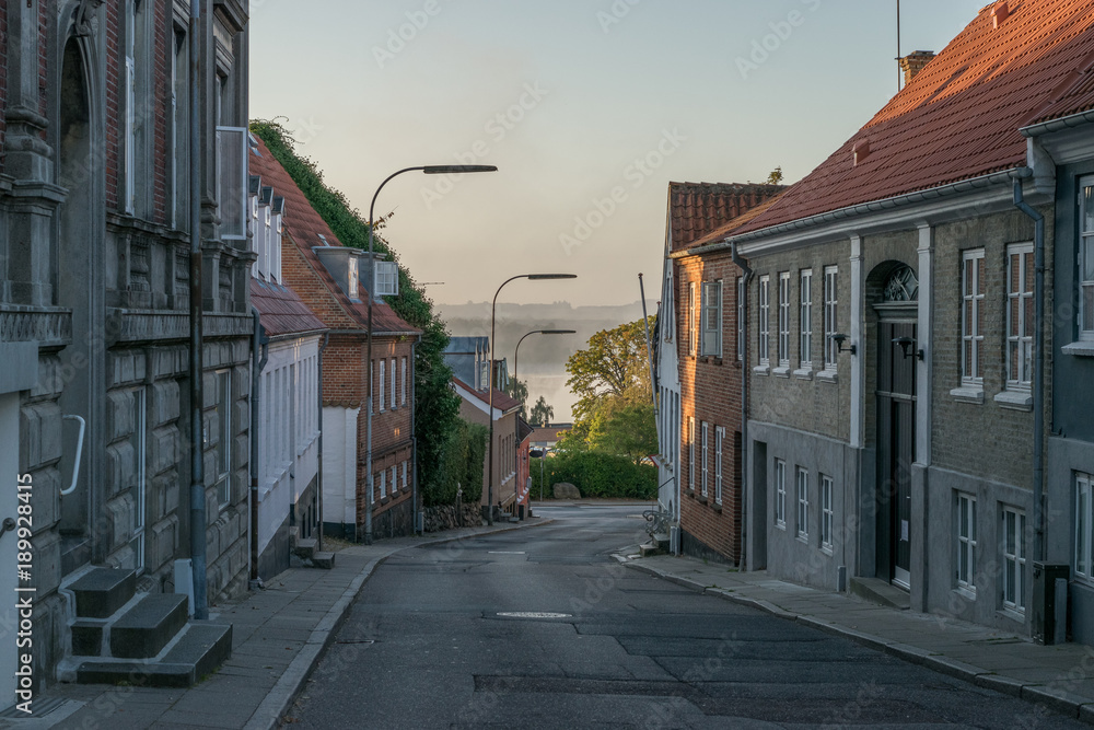 Beautiful Street In Denmak at Sunrise