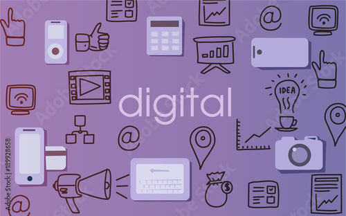 Digital marketing srartup. flat vector illustration