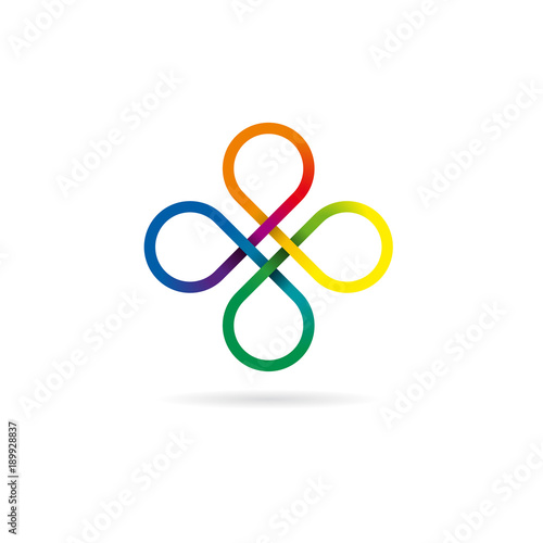 Vector sign abstract flower. Teamwork, union and road junction concept