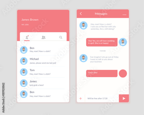Vector phone chat interface. Sms messenger.