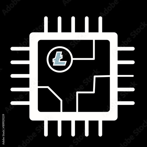 litecoin in computer chip circuit board icon vector design
