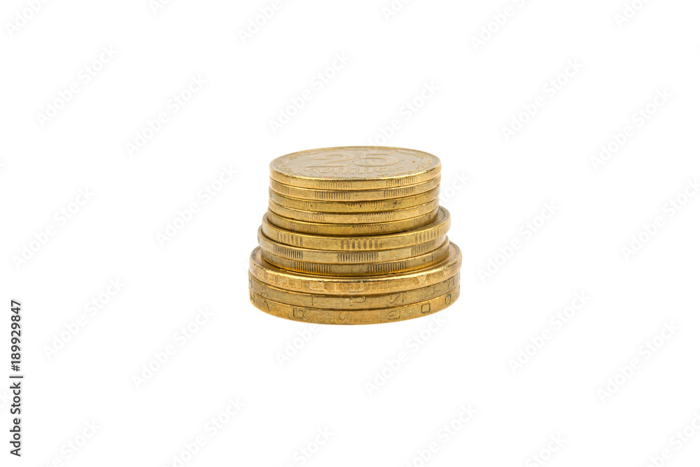 coins in a pile isolated on white background coins in a pile isolated on white background