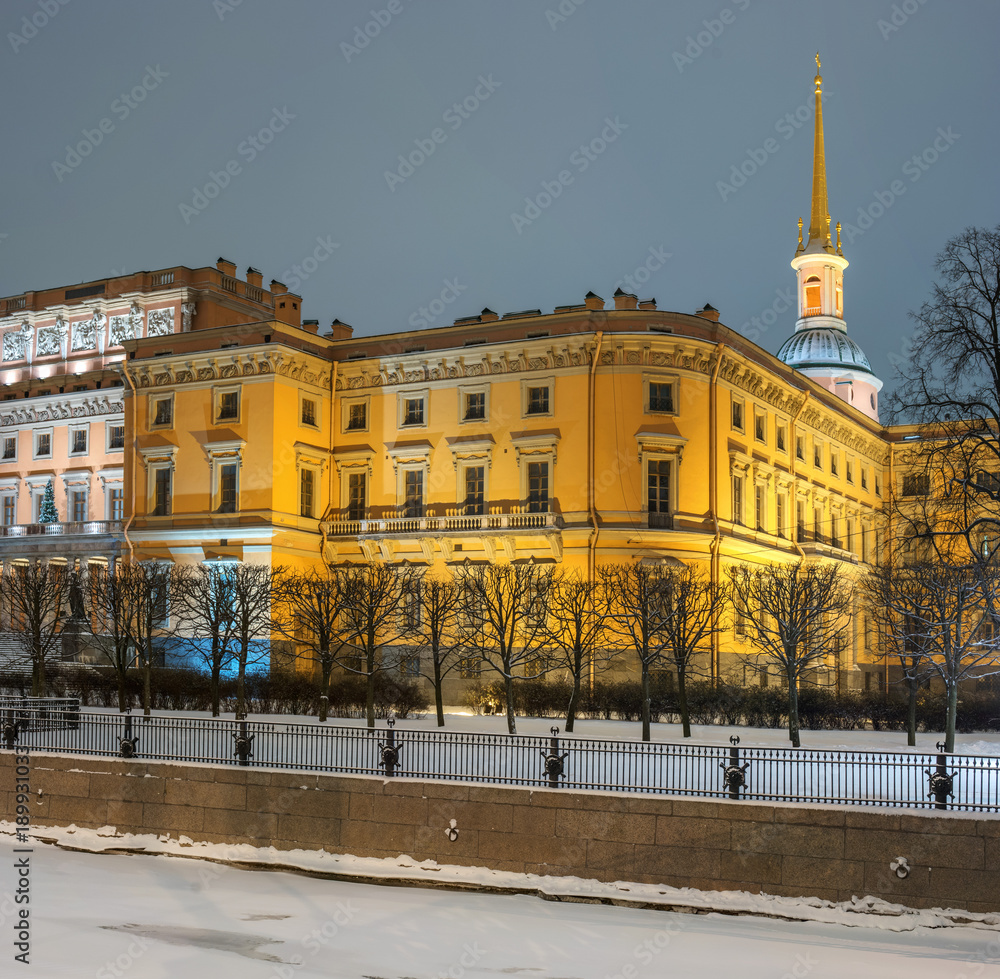 Obraz premium The Mikhailovsky Castle also known as Engineer Castle. St. Petersburg, Russia. Night photo.