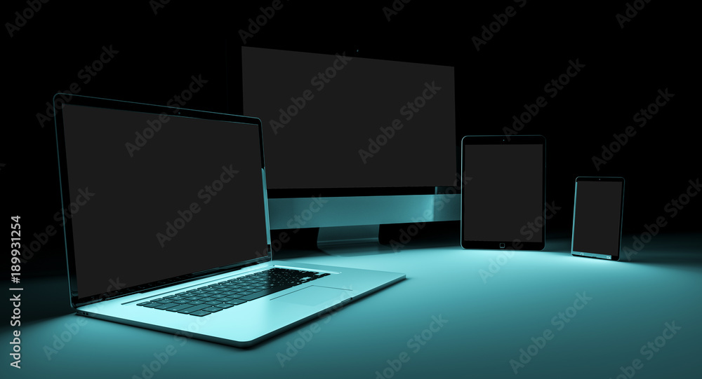 Fototapeta premium Modern digital silver tech device 3D rendering