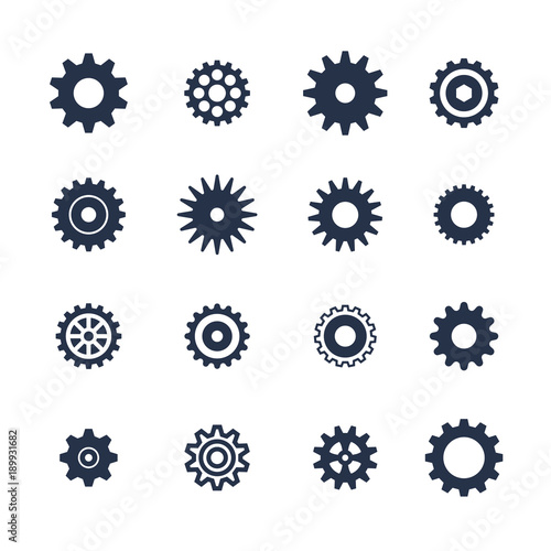 Cogs symbol set on white background, settings icon, vector illustration