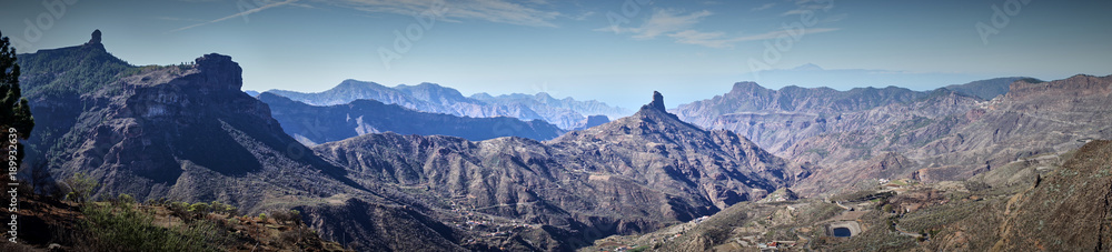 Mountainous landscape of Gran Canaria in Spain / Mountain peak of 
