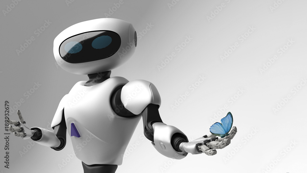 figure of the robot and butterfliy on a white background figure of the robot and butterfliy on a white background