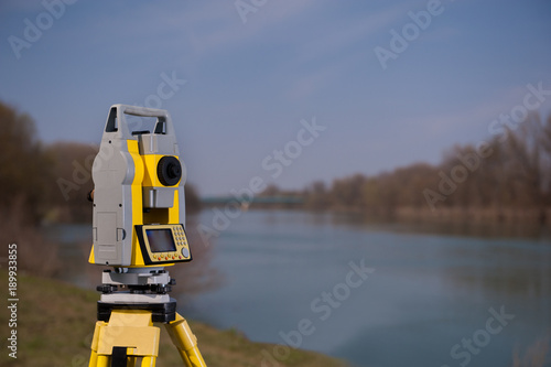 Surveyor equipment on a tripod