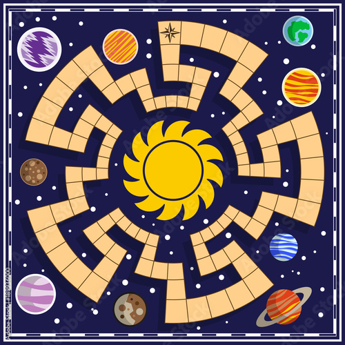 A board game on the space theme. Vector design for app game user interface.