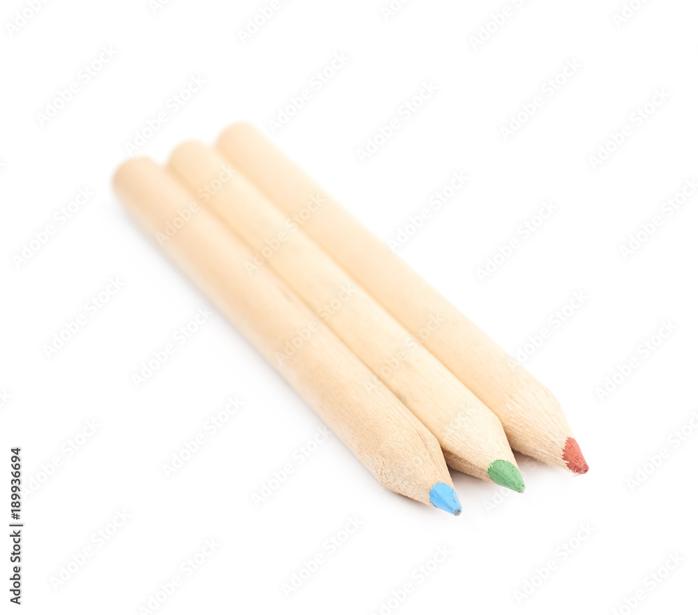 Pile of coloring pencils isolated