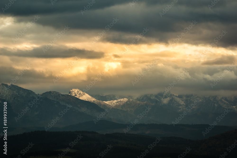 Tatra mountains from Czorsztyn, Pieniny, Poland