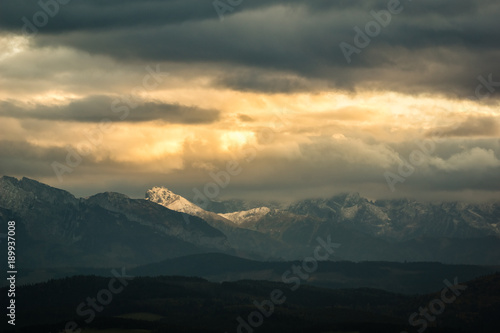 Tatra mountains from Czorsztyn, Pieniny, Poland